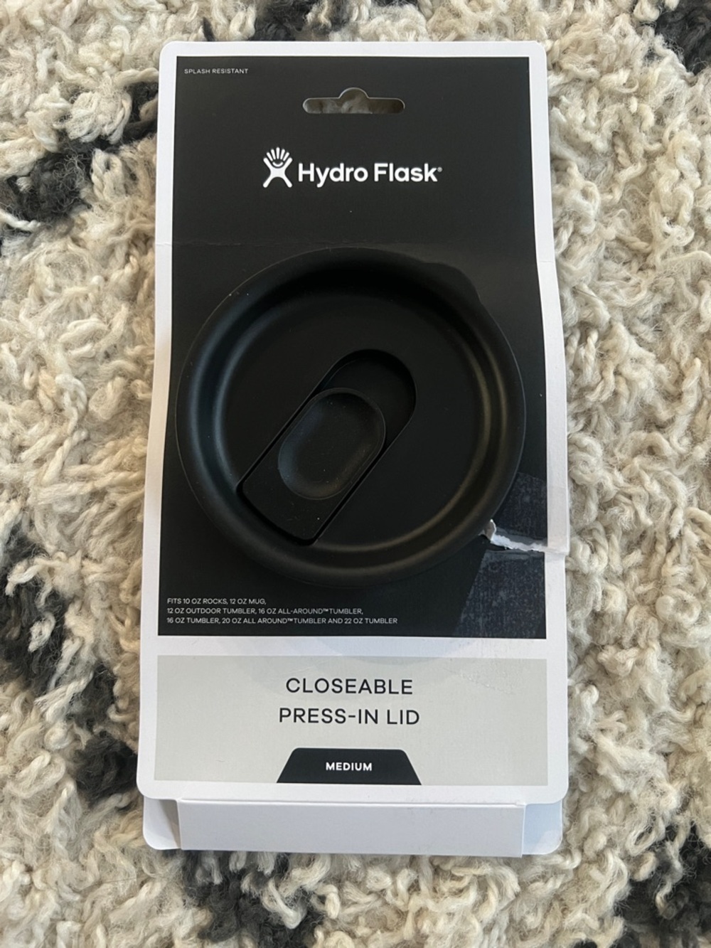 New Hydro Flask Closeable Press-In Lid – Black Medium